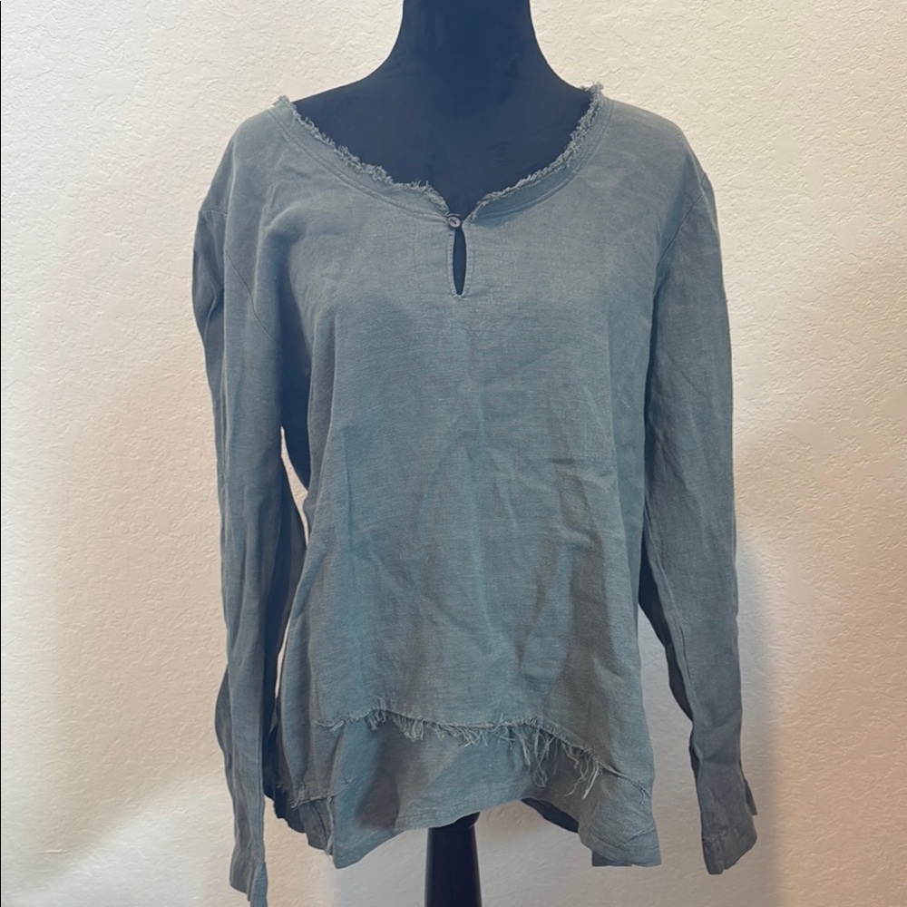 Gray Linen Women's Blouse
